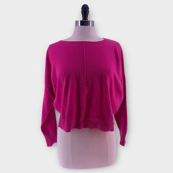 Dreamers By Debut Hot Pink Soft Crop Sweater Top Lightweight S/M - Picture 1 of 9